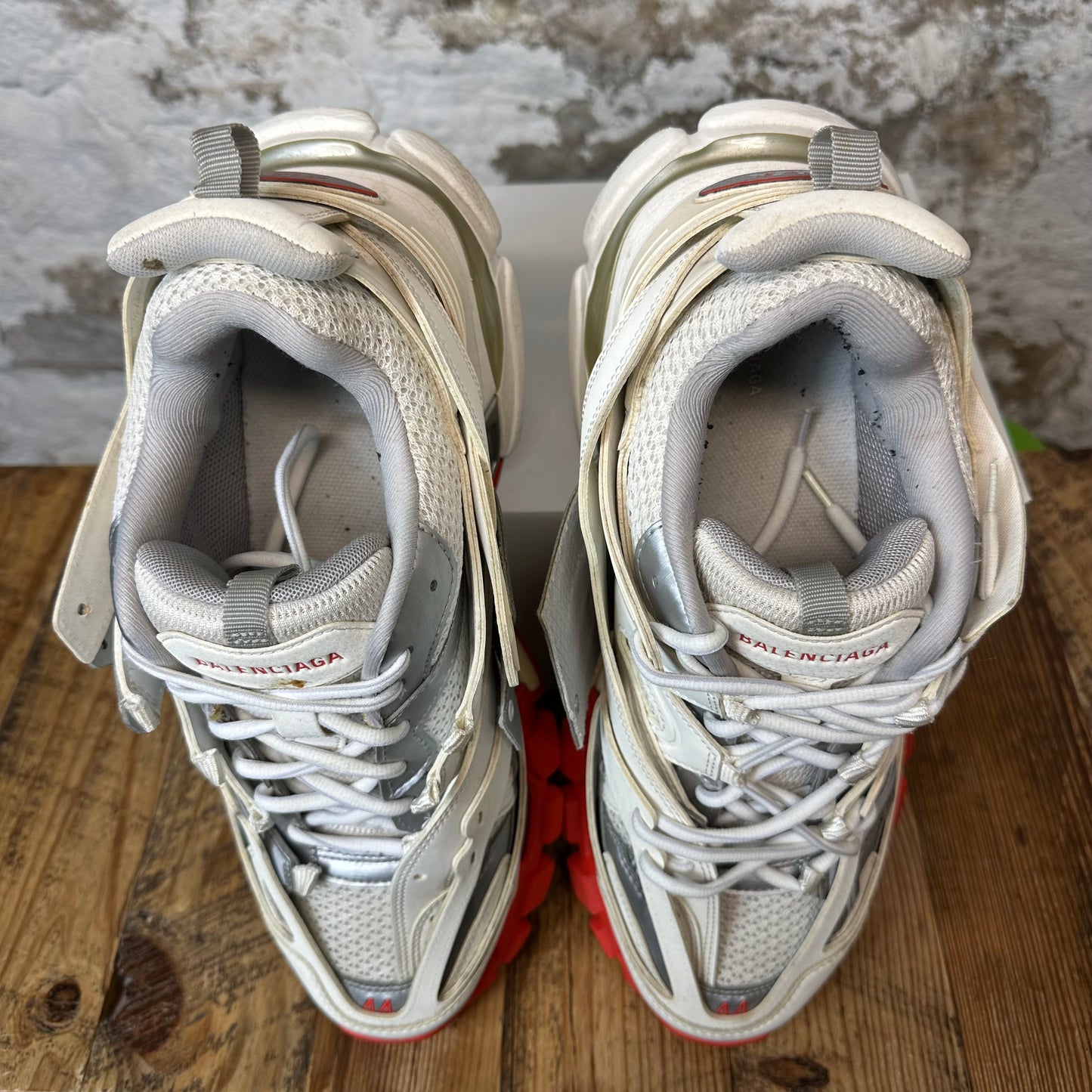 Balenciaga Track Runner Grey Cream Red Sneaker Sz 11 (44)