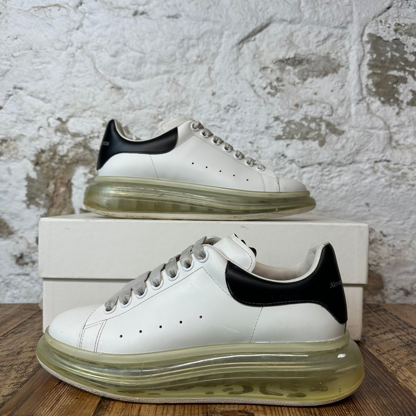 Alexander Mcqueen Black Tab White Clear Sole Sneaker Sz 6.5 (39)