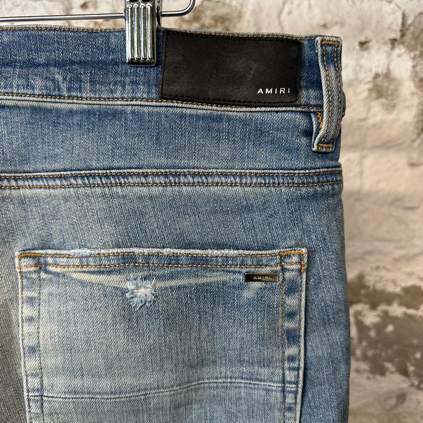 Amiri Camo Bones Blue Denim Jeans Sz 36