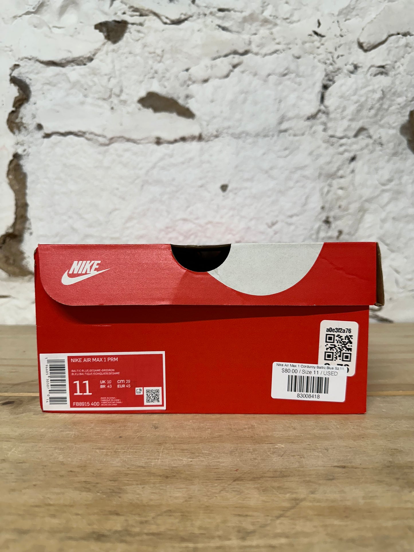 Nike Air Max 1 Corduroy Baltic Blue Sz 11