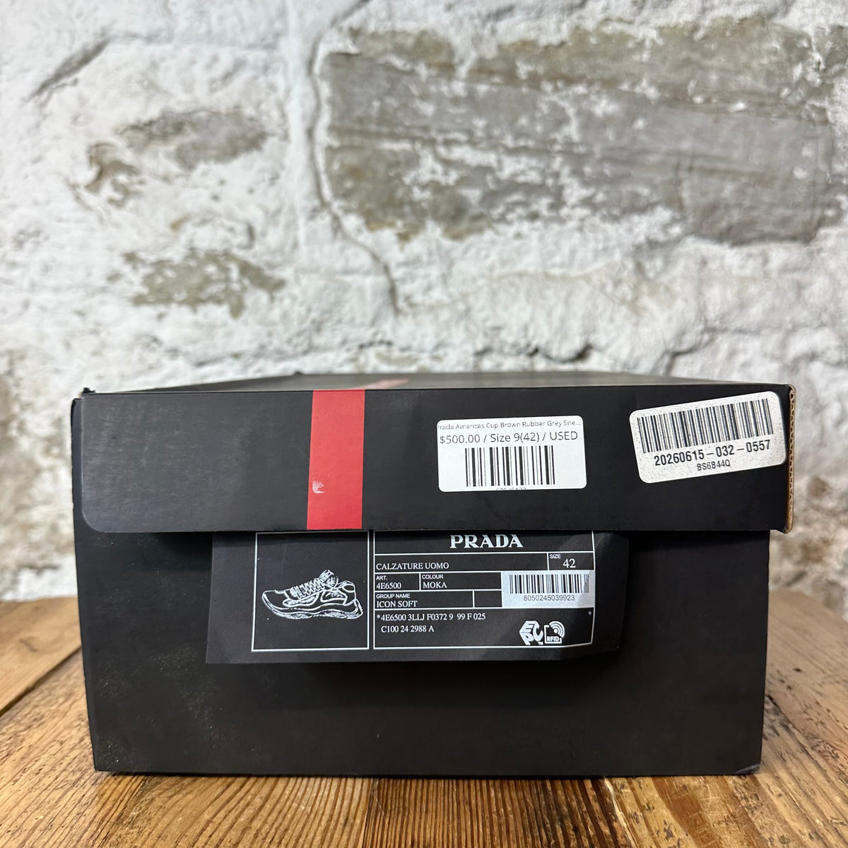 Prada Americas Cup Brown Rubber Grey Sneaker Sz 9 (42)