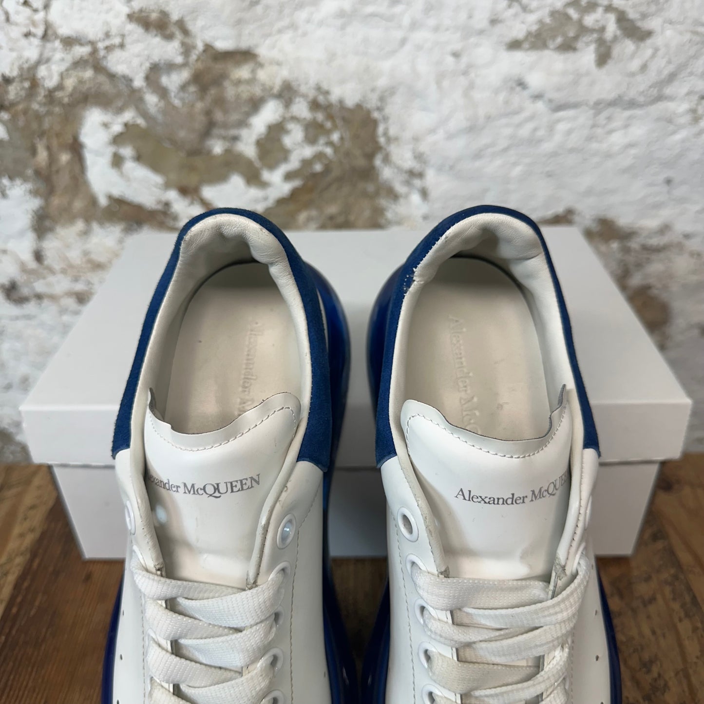 Alexander Mcqueen Blue Tab Bubble Sole White Sneaker Sz 8 (41) No Box