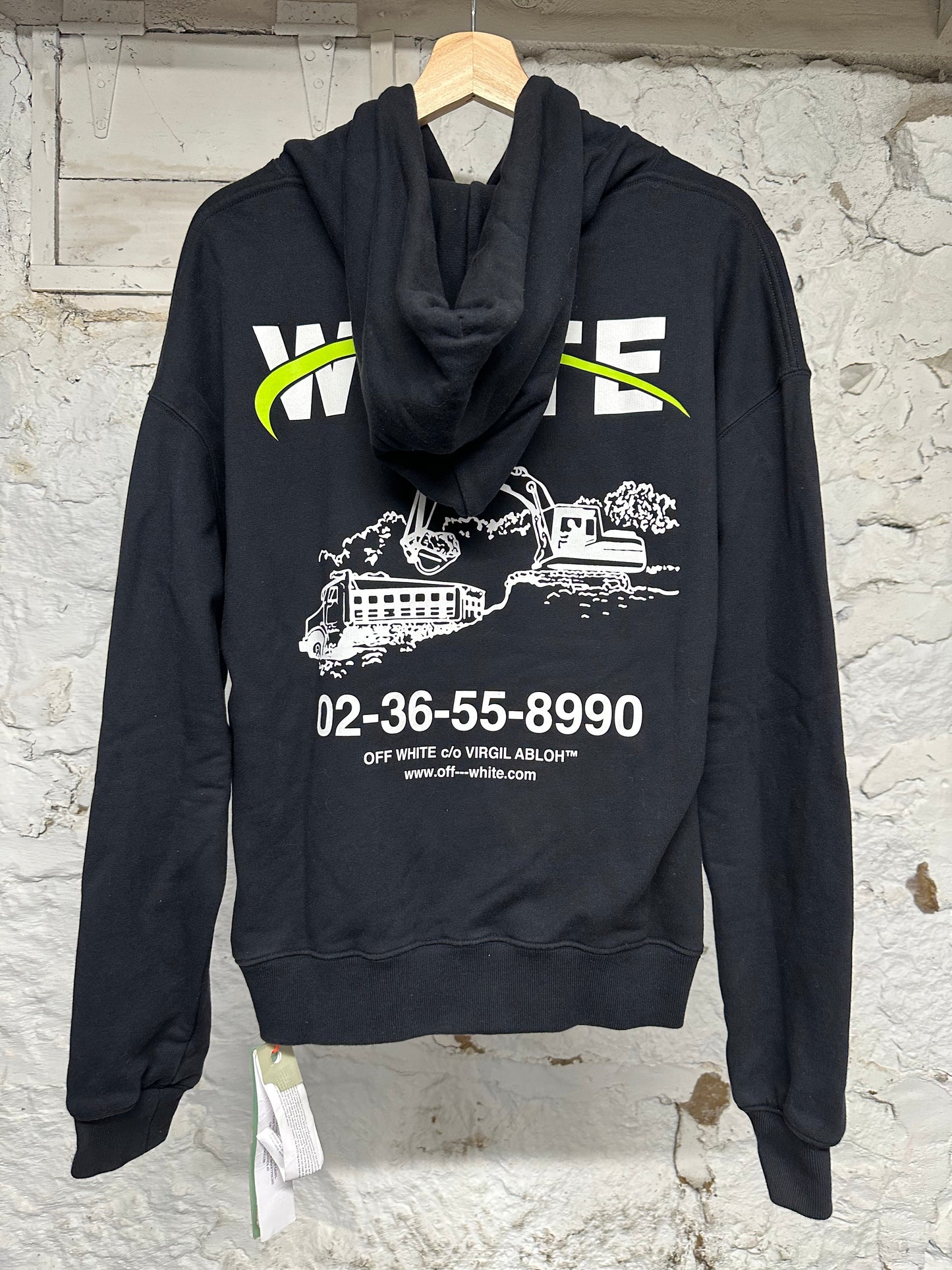Off White Construction Black Hoodie Sz S