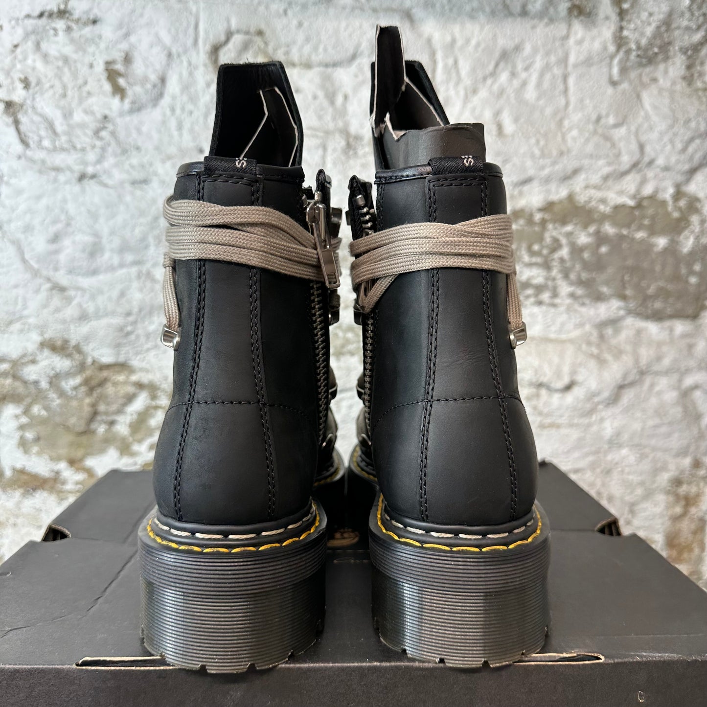 Rick Owens 1460 Quad Sole Megalace Boot Black Sz 9 DS