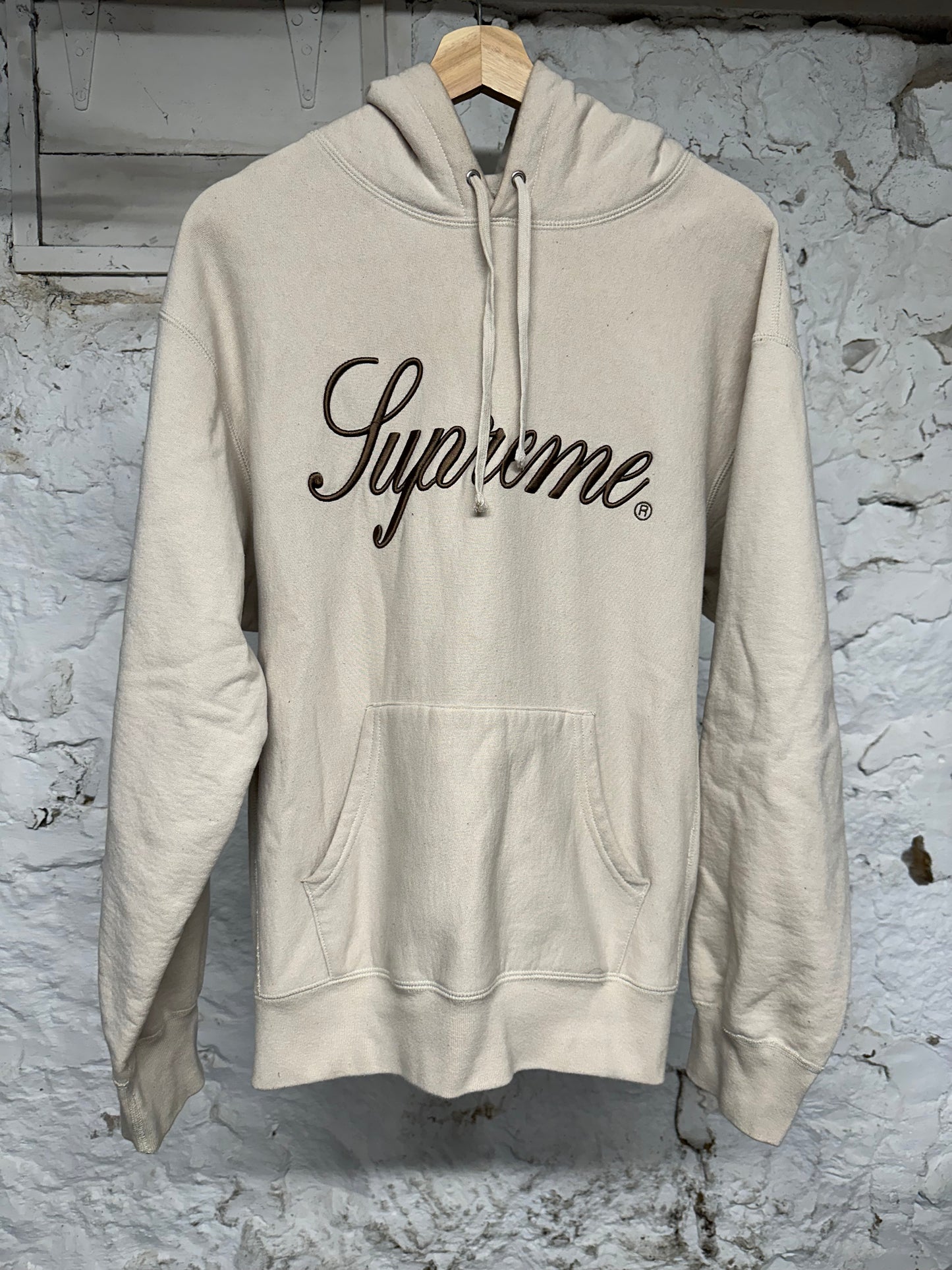 Supreme Emboridered Tan Hoodie Sz M