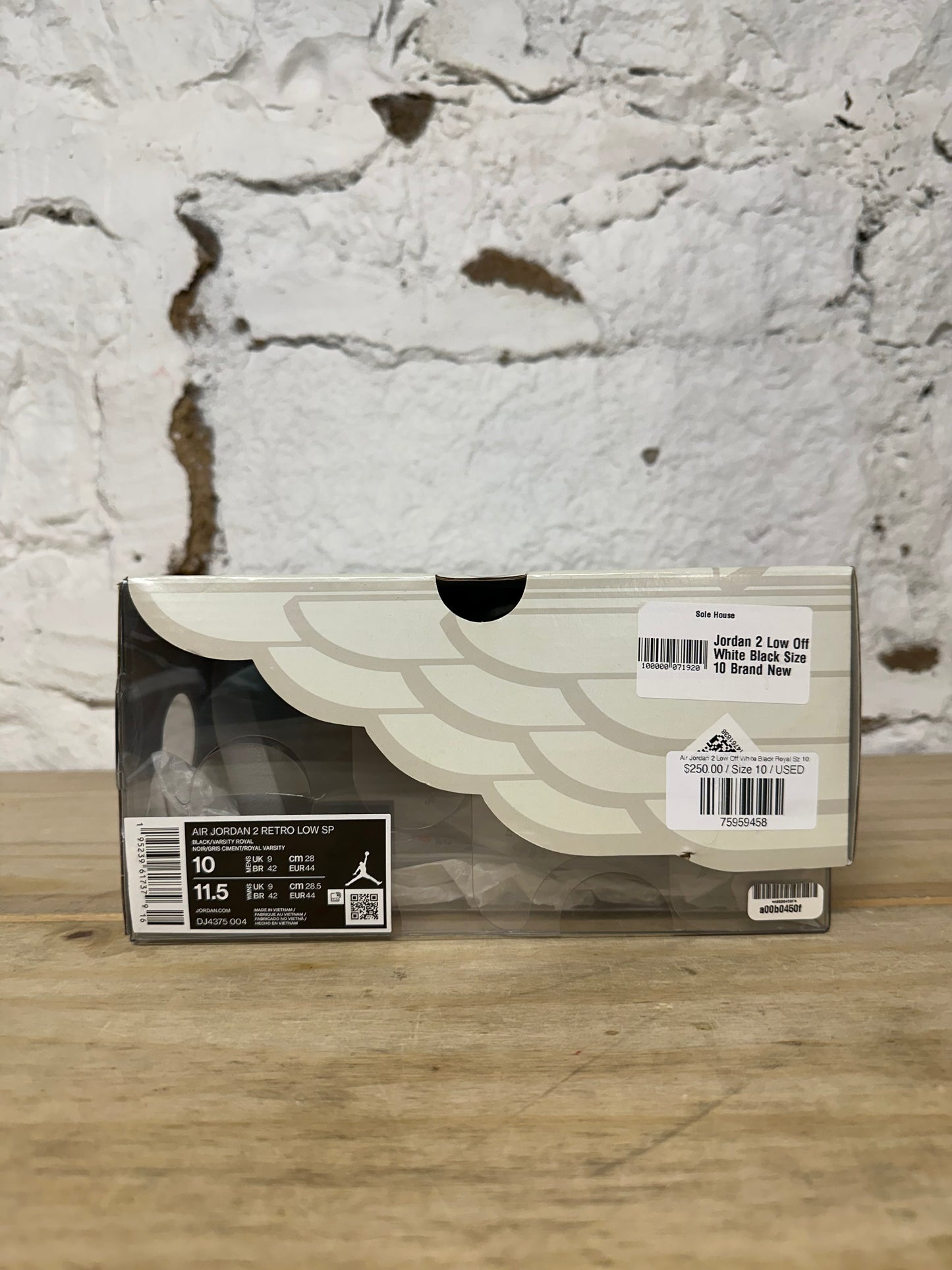 Air Jordan 2 Low Off-White Black Royal Sz 10