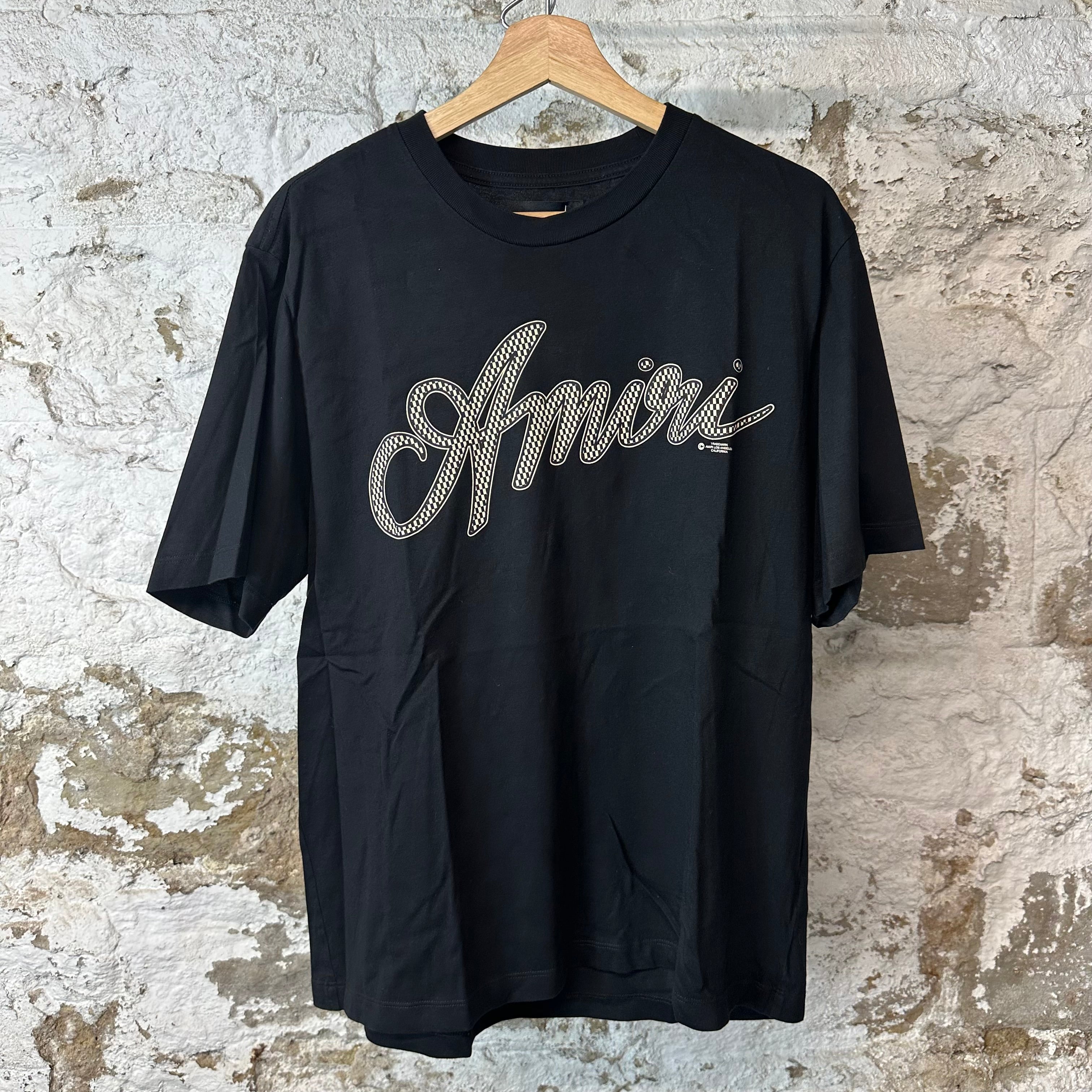 Amiri Checkered Spell Black T-Shirt Sz L