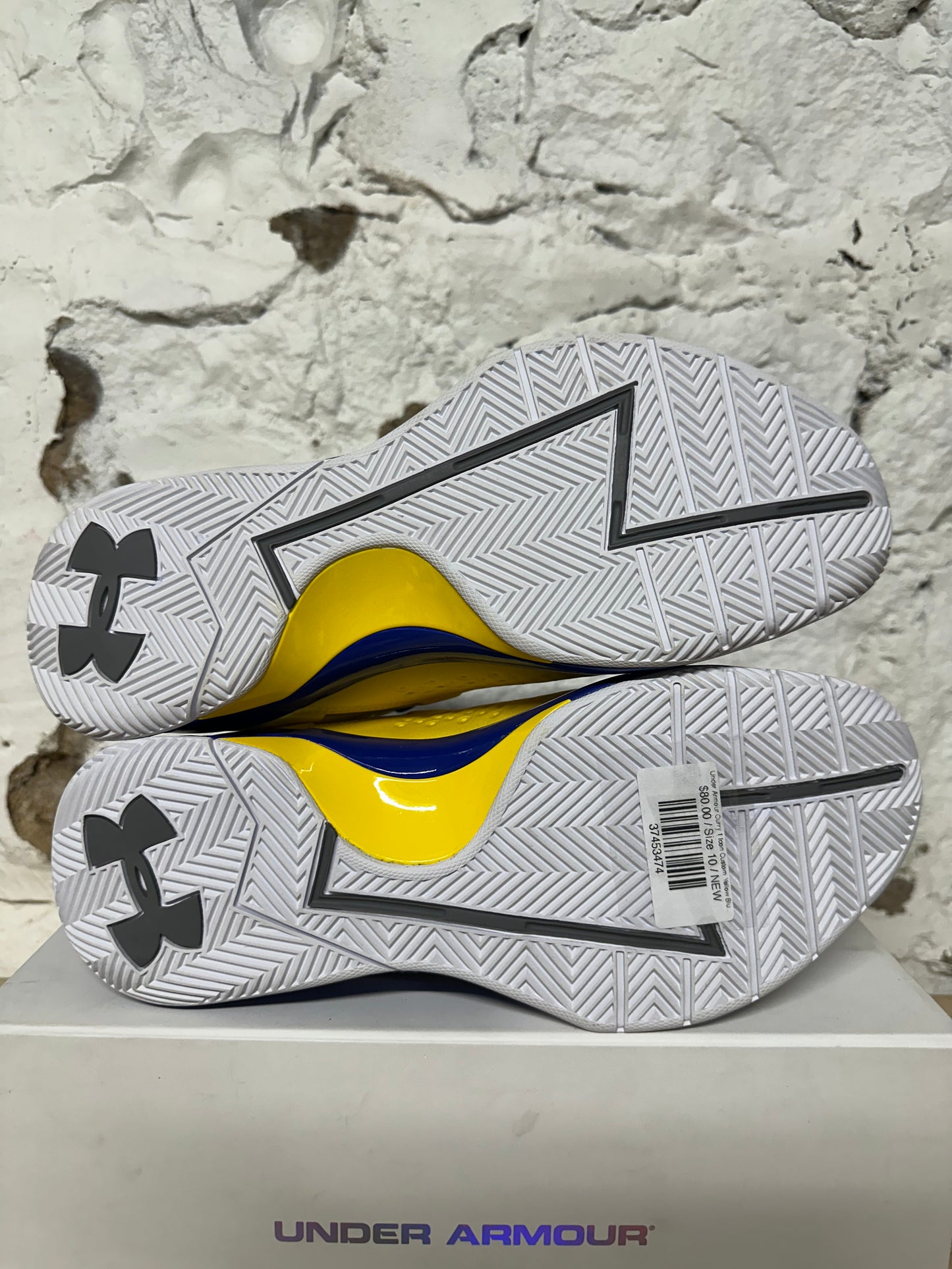 Under Armour Curry 1 Icon Custom Yellow Blue Sz 10 DS