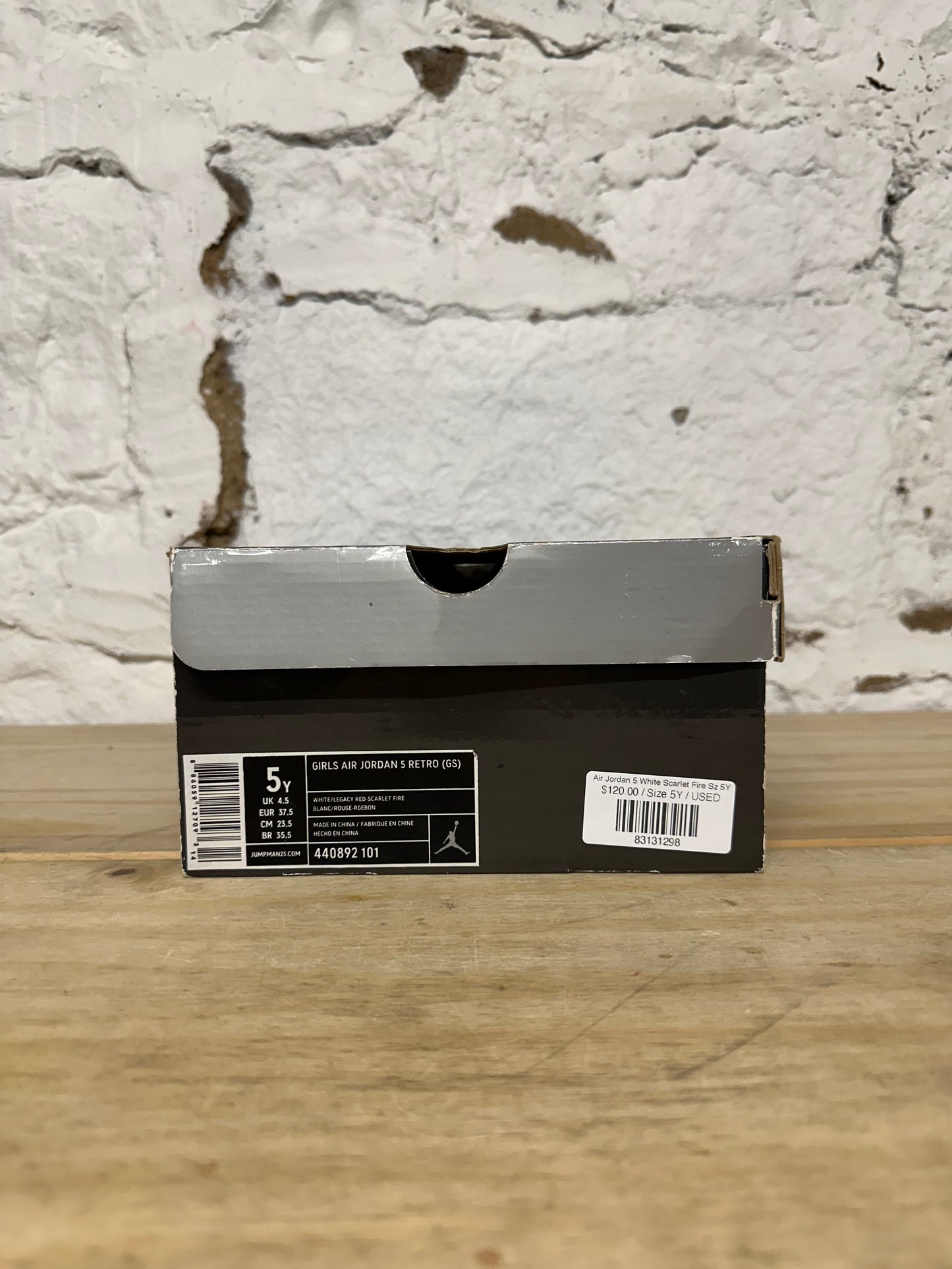 Air Jordan 5 White Scarlet Fire Sz 5Y