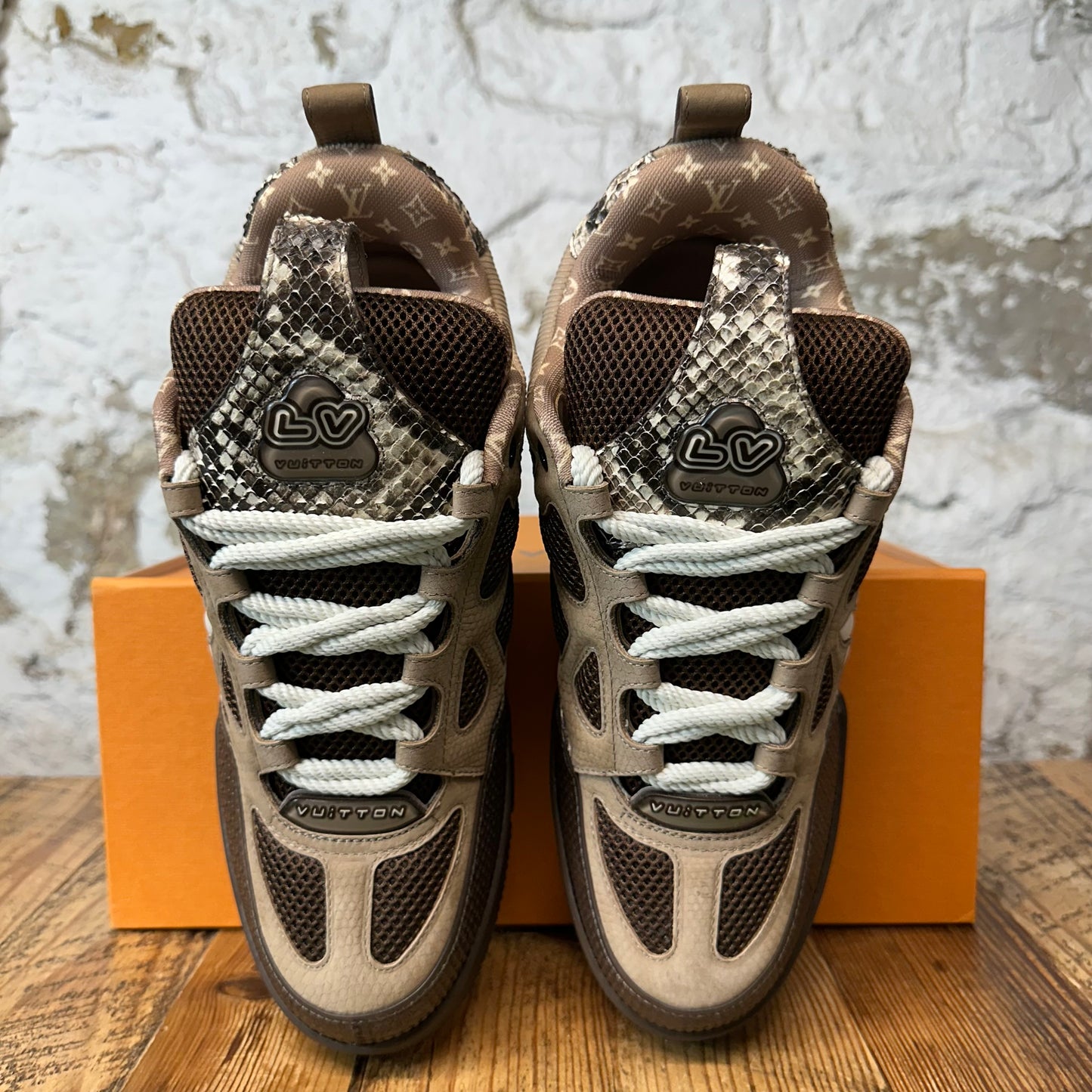 Louis Vuitton Brown Snakeskin Skate Sneaker Sz 10 (8.5LV) DS