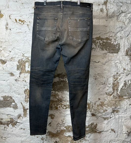 Amiri MX1 Plaid Dirty Blue Denim Jeans Sz 38