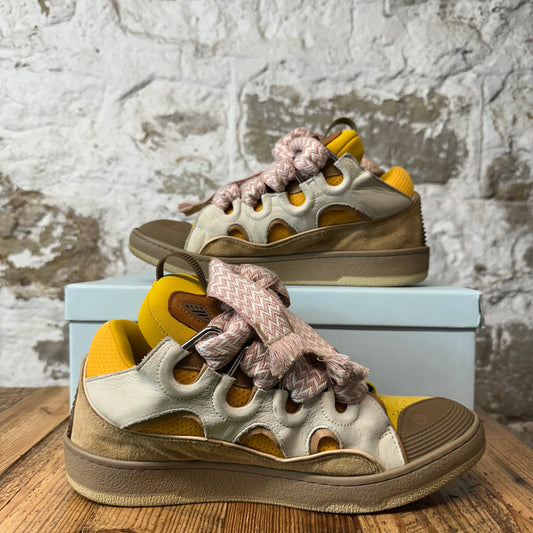 Lanvin Curb Pink Lace Yellow Brown Sneaker Sz 10 (43)