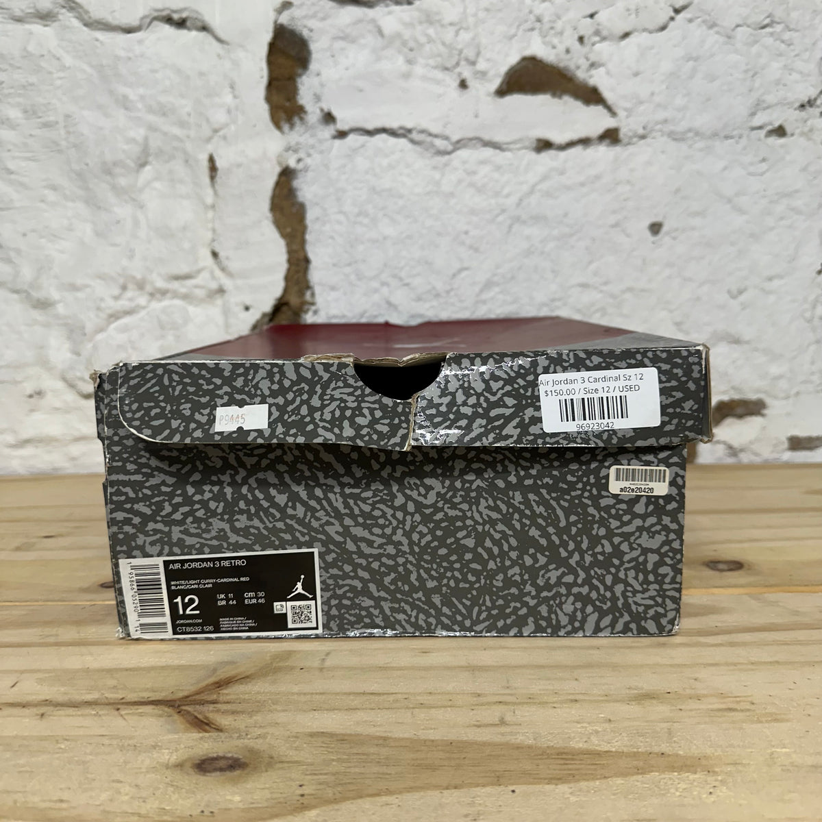 Air Jordan 3 Cardinal Sz 12