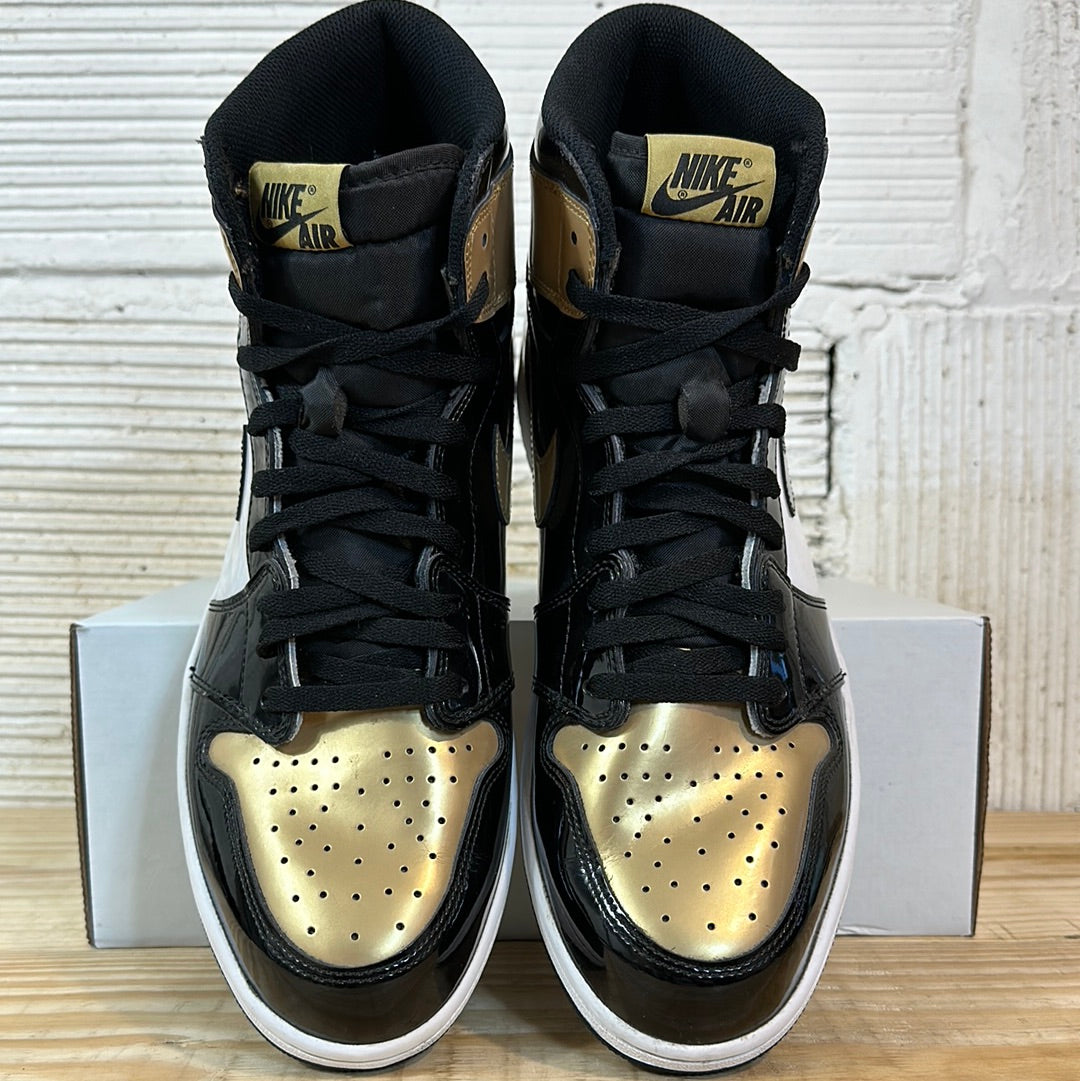 Air Jordan 1 High Black Metallic Gold Sz 14