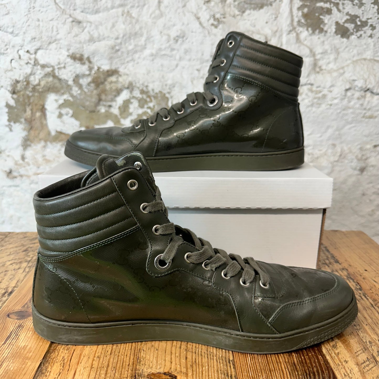 Gucci Green Monogram High Top Sneaker Sz 13 No Box