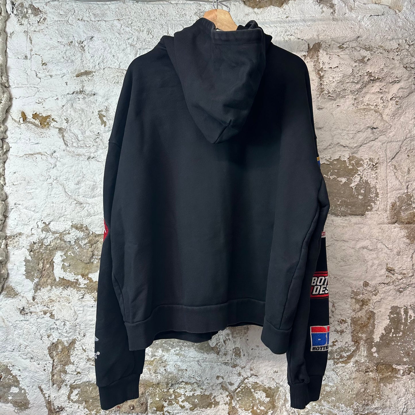 Bottega Desires Sleeve Logos Black Zip Up Hoodie Sz XXL