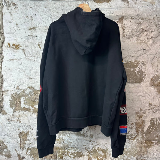 Bottega Desires Sleeve Logos Black Zip Up Hoodie Sz XXL