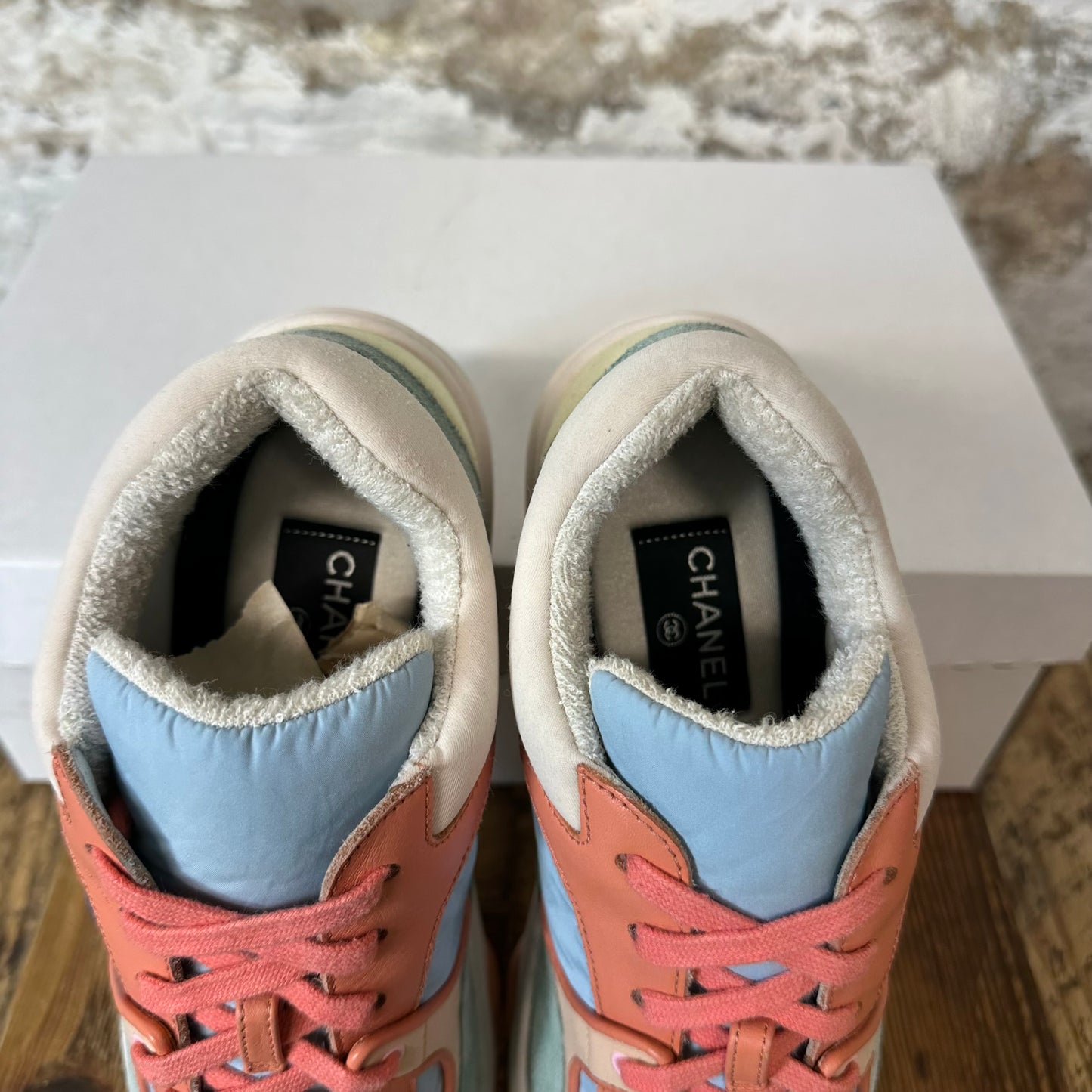 Chanel CC Orange Blue Green Sneaker Sz 6 (38.5)