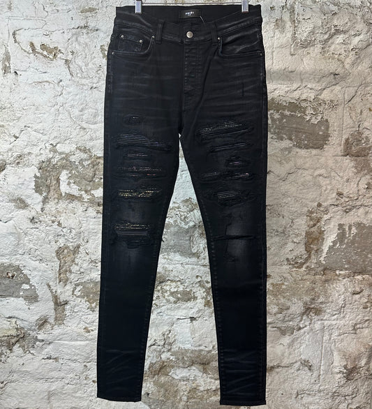 Amiri MX1 Rainbow Paisley Black Denim Jeans