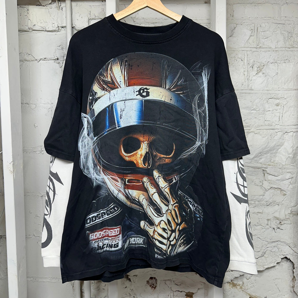 Godspeed Skeleton Helmet Black Thermal Long Sleeve Sz M