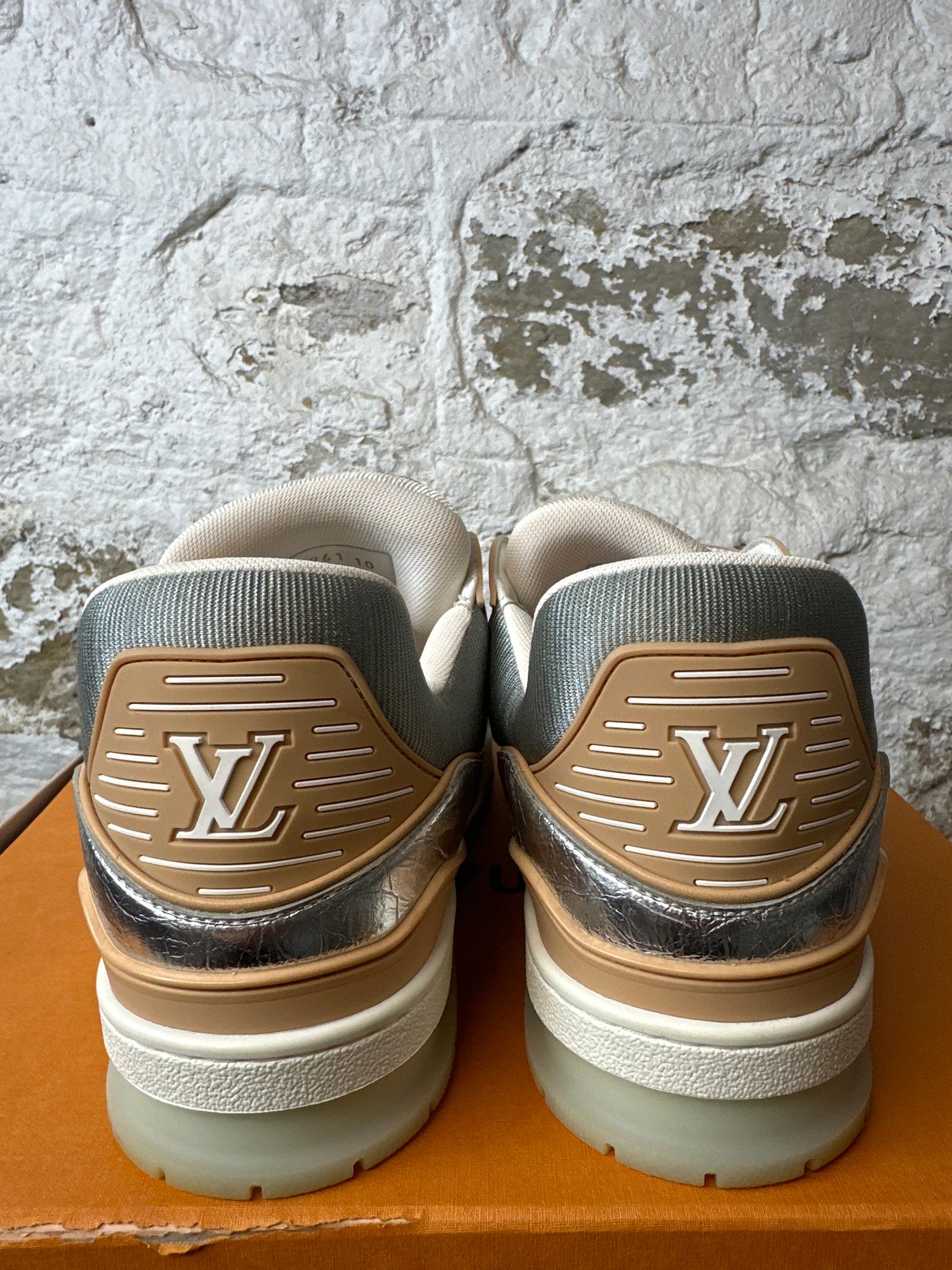Louis Vuitton Tan Silver Trainer Sz 11.5 (10LV)