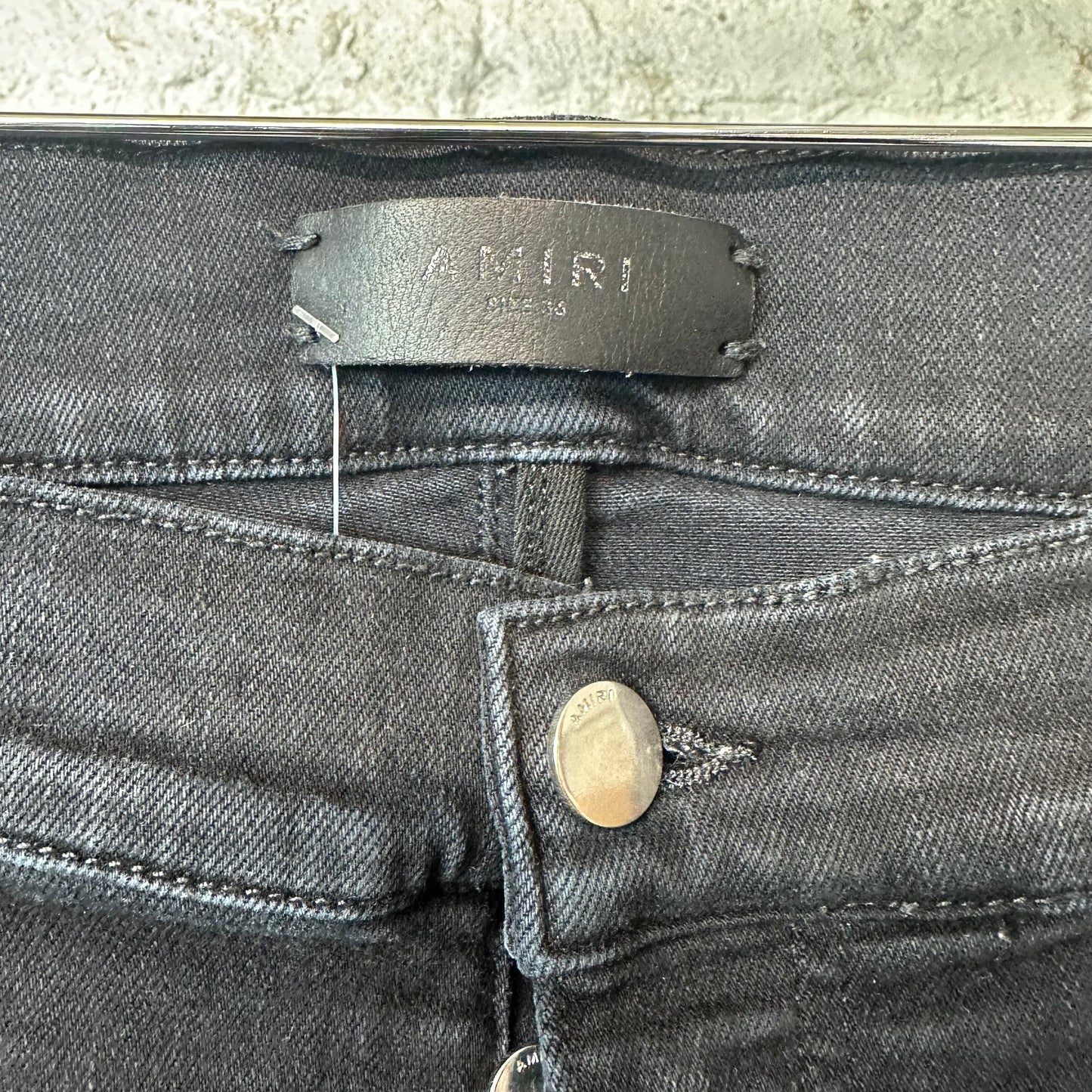 Amiri MX1 Black Blue Patch Black Denim Jeans Sz 36