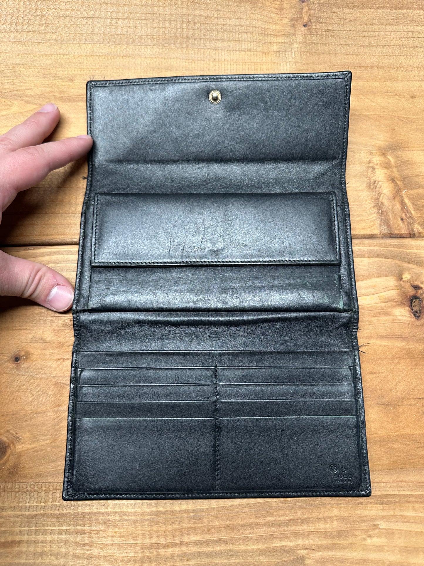 Gucci Black Canvas Monogram Long Wallet