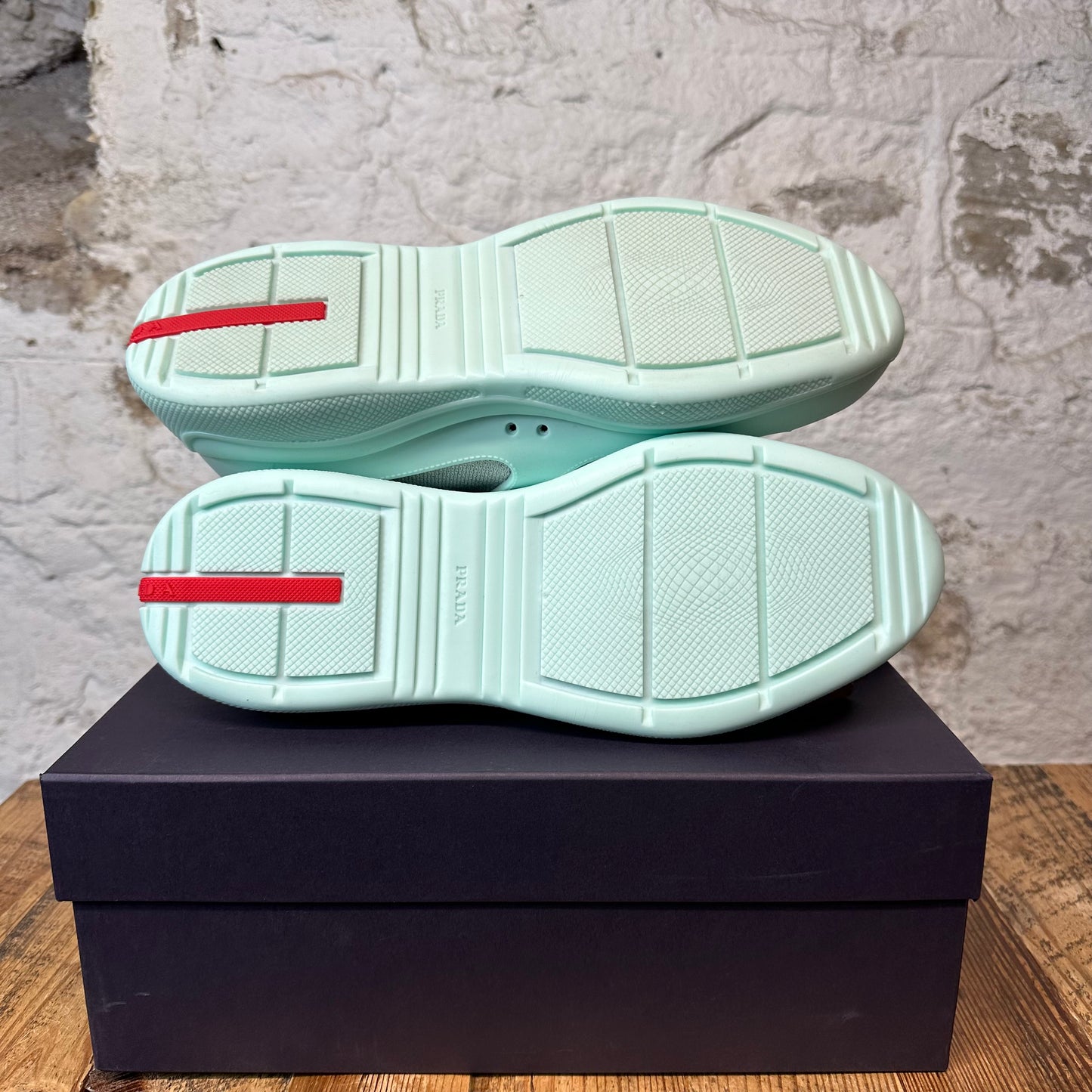 Prada Americas Cup Mint Green Rubber Sneaker Sz 12 (45) DS