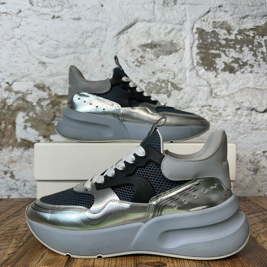 Alexander Mcqueen Black Silver Nappa Joy Sneaker Sz 9.5 (42.5)