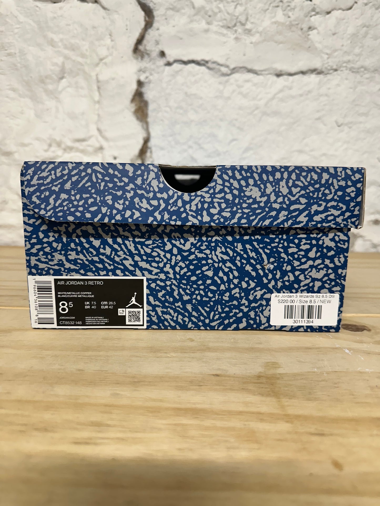 Air Jordan 3 Wizards Sz 8.5 DS