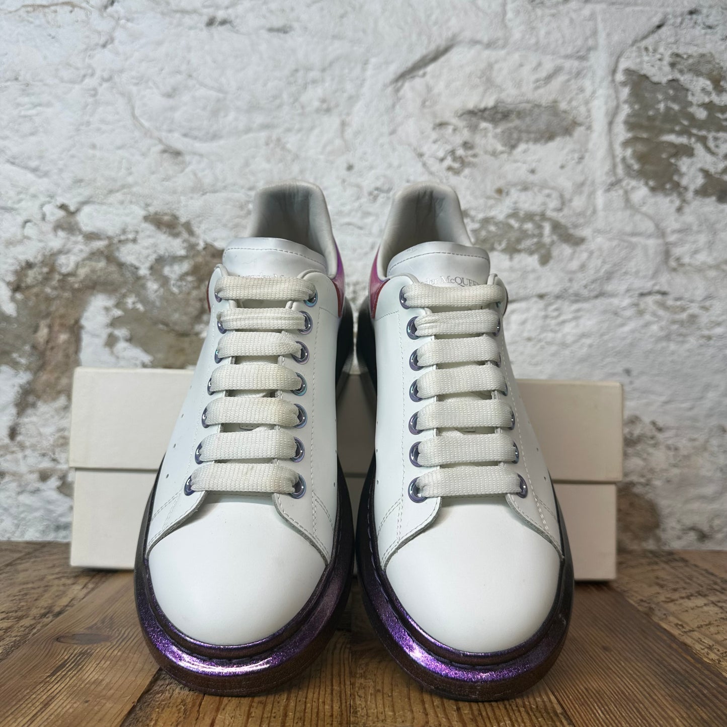 Alexander Mcqueen Iridescent Pink Tab White Sneaker Sz 7 (40)