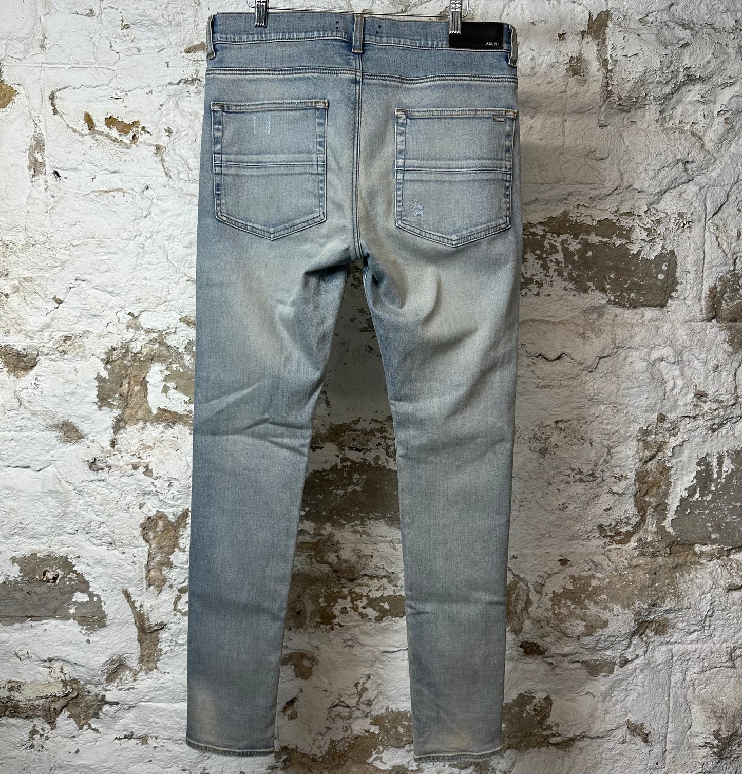 Amiri MX1 Red Suede Blue Denim Jeans Sz 34