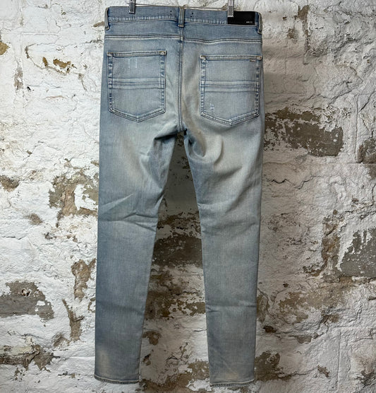 Amiri MX1 Red Suede Blue Denim Jeans Sz 34