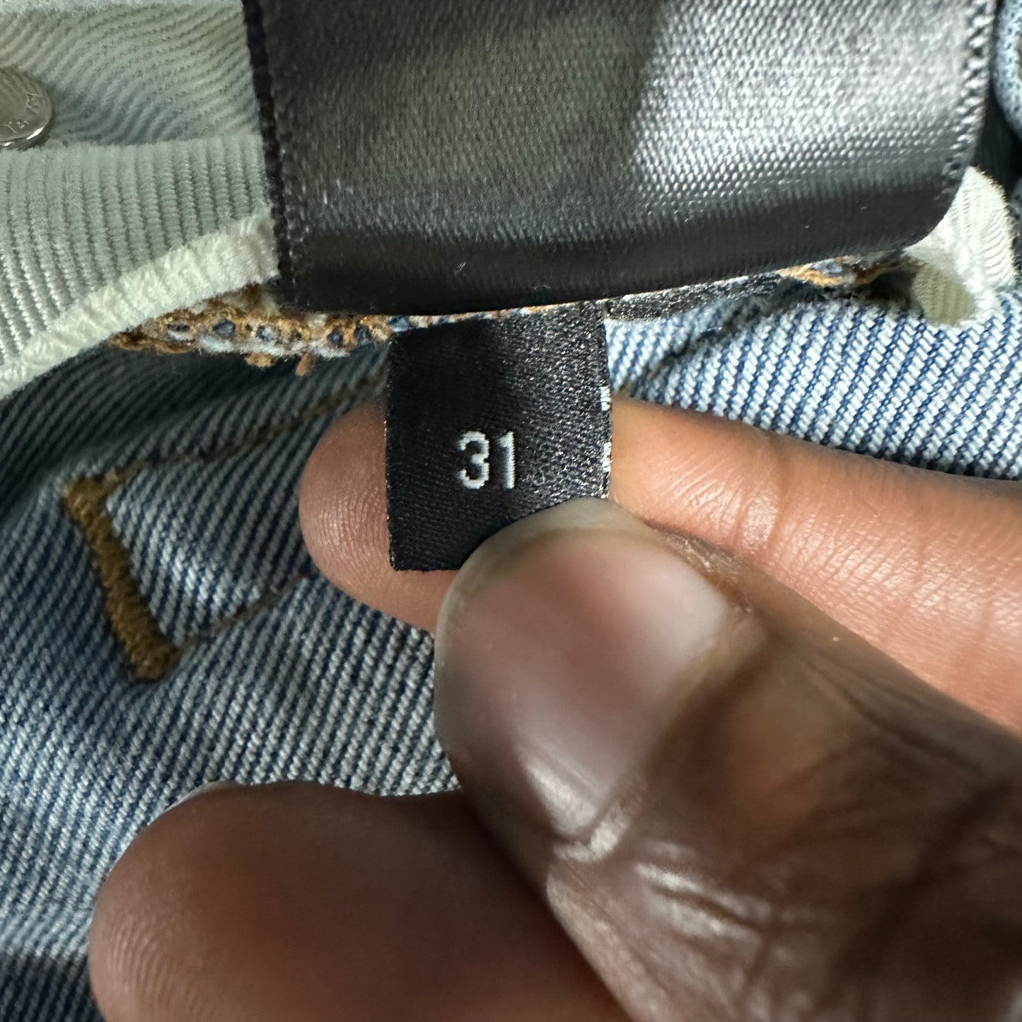 Amiri Black Leather Star Chemist Blue Denim Jeans Sz 31