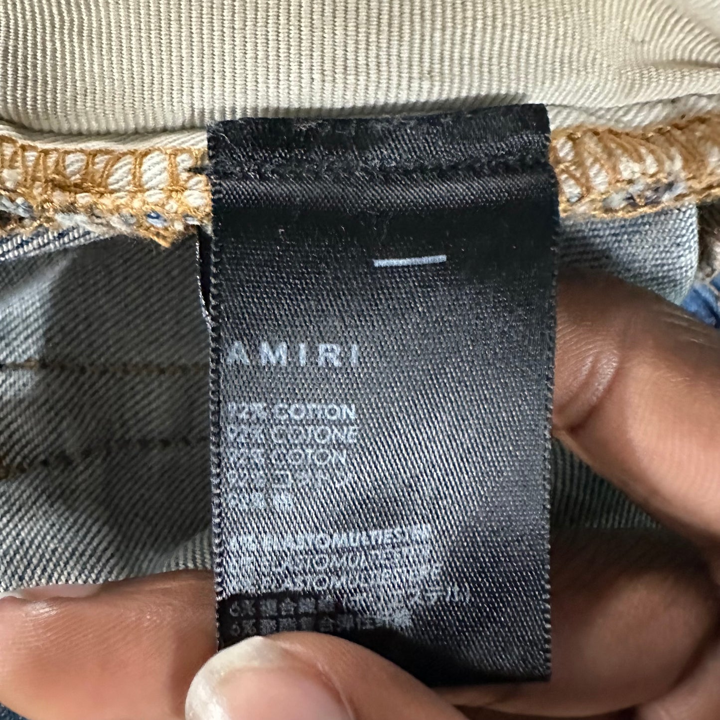 Amiri Black Paisley Old English Blue Denim Jeans Sz 32