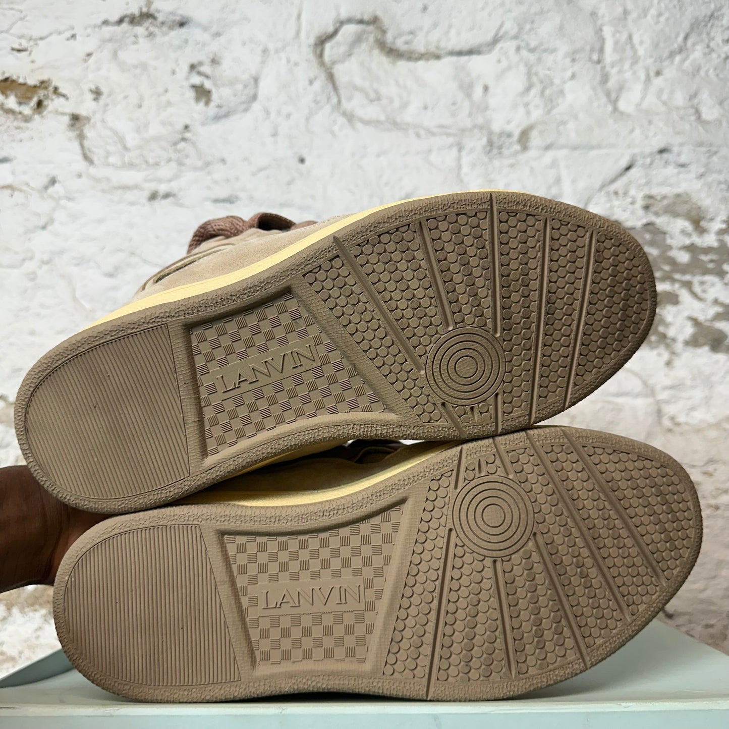 Lanvin Curb Beige Lace Nude Sneaker Sz 12 (45)