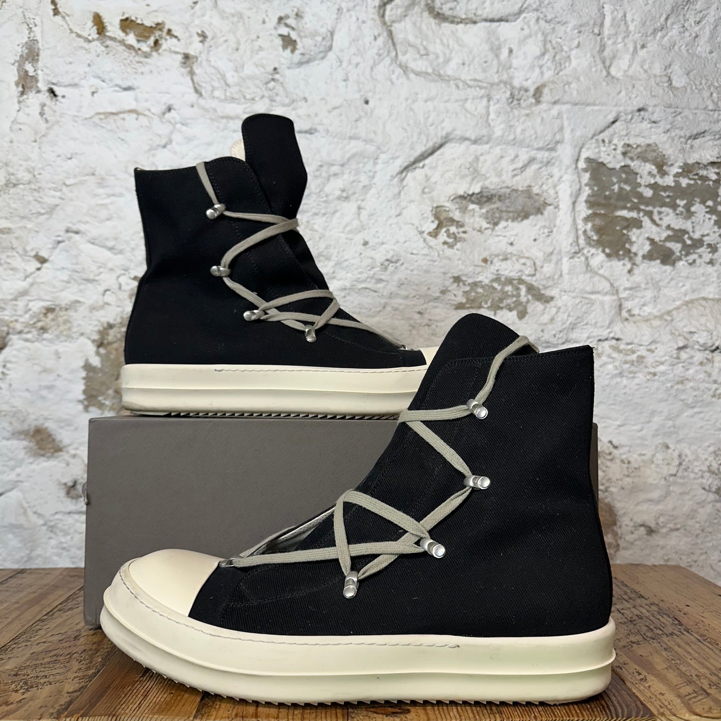 Rick Owens High Hexa Lace Black Milk Sneaker Sz 14 (47)