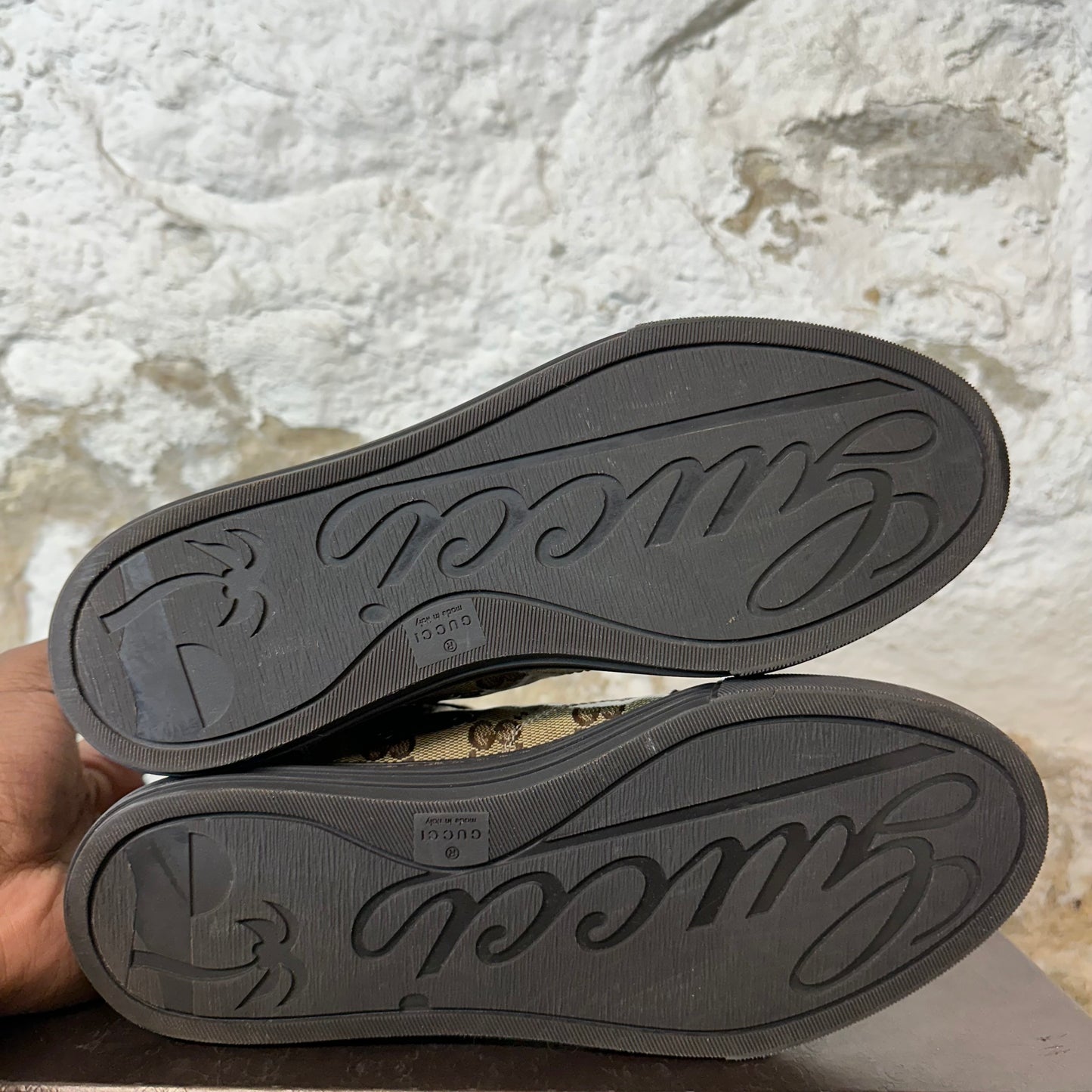 Gucci High Waxed GG Monogram Brown Sneaker Sz 4.5 (36)