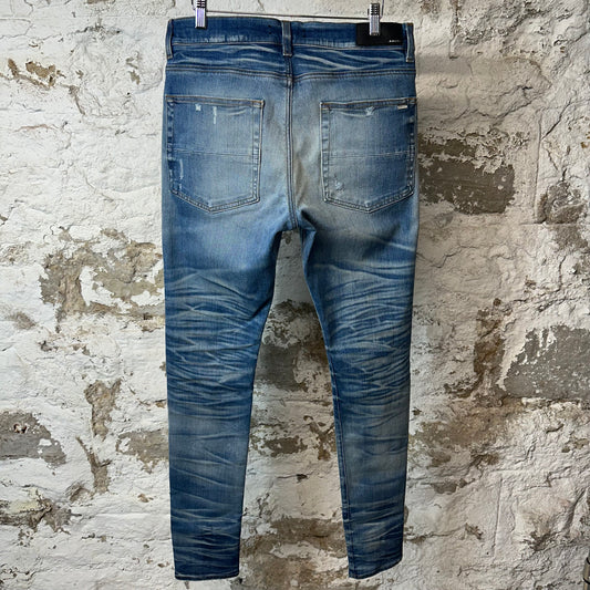 Amiri Plain Blue Honeycomb Denim Jeans Sz 34