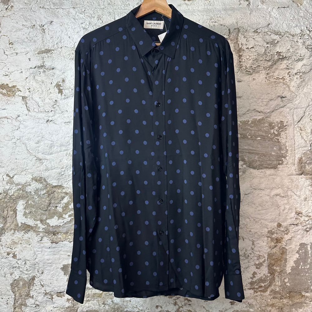 Saint Laurent Polka Dot Black Button Up Shirt Sz XL
