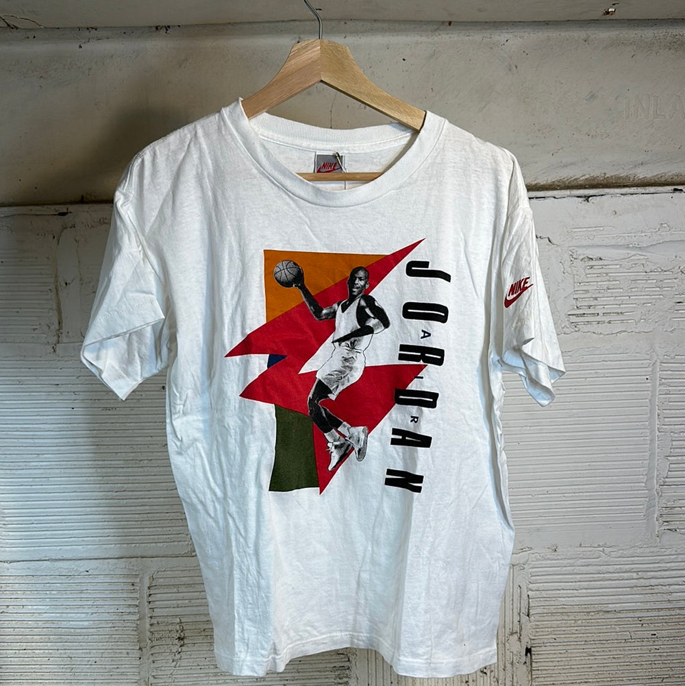 Nike Air Jordan White Single Stitch Tee Sz S (Youth L)