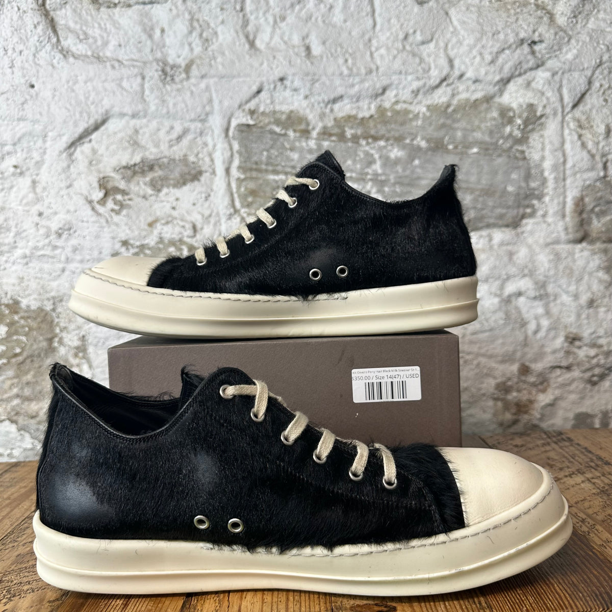 Rick Owens Pony Hair Black Milk Sneaker Sz 14 (47)