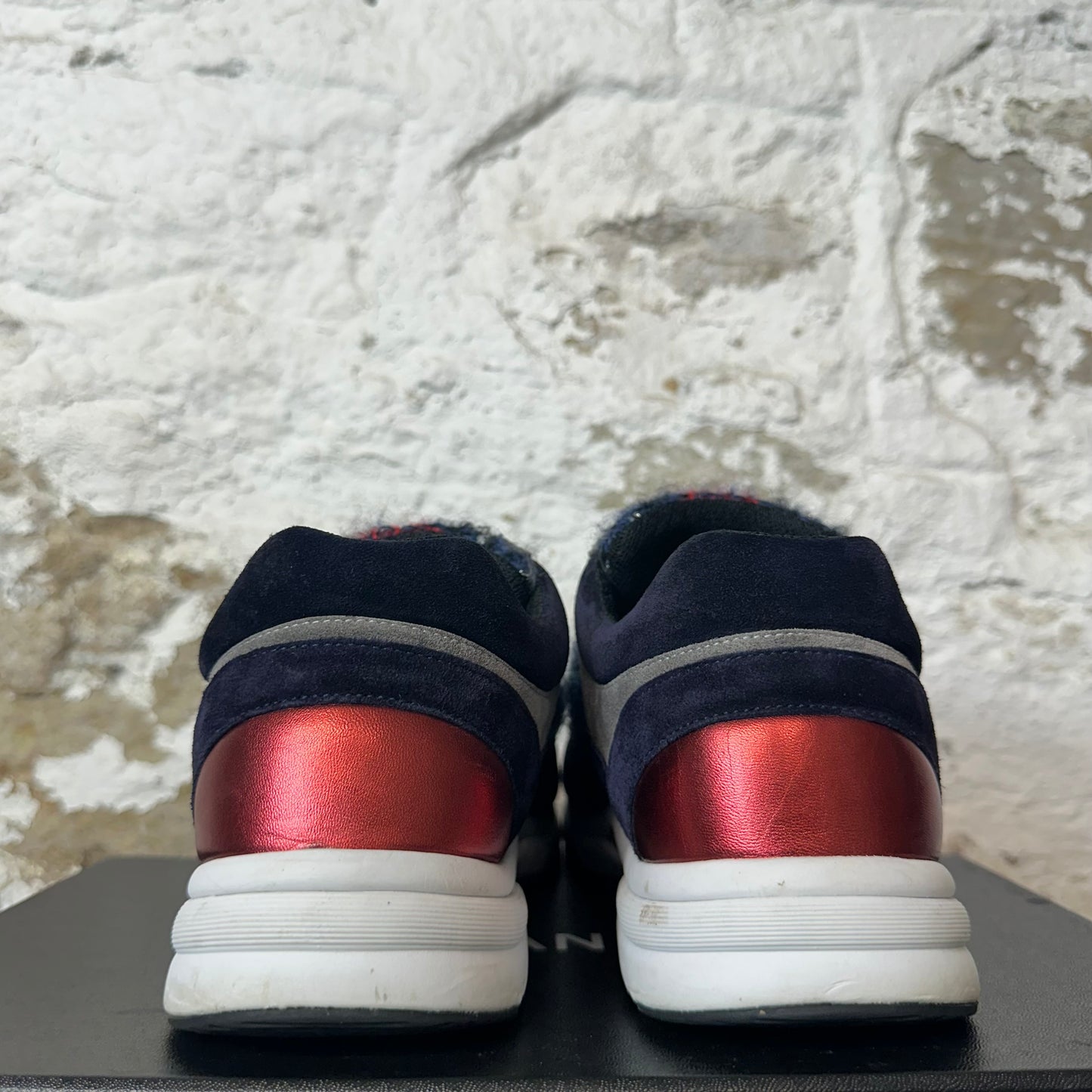 Chanel Red CC Tricolor Tweed Sneaker Sz 8.5 (41.5)