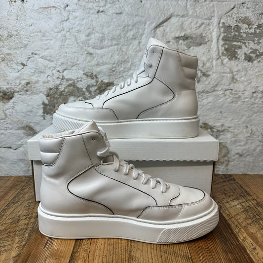 Prada Milano White Leather High Top Sz 7.5 No Box