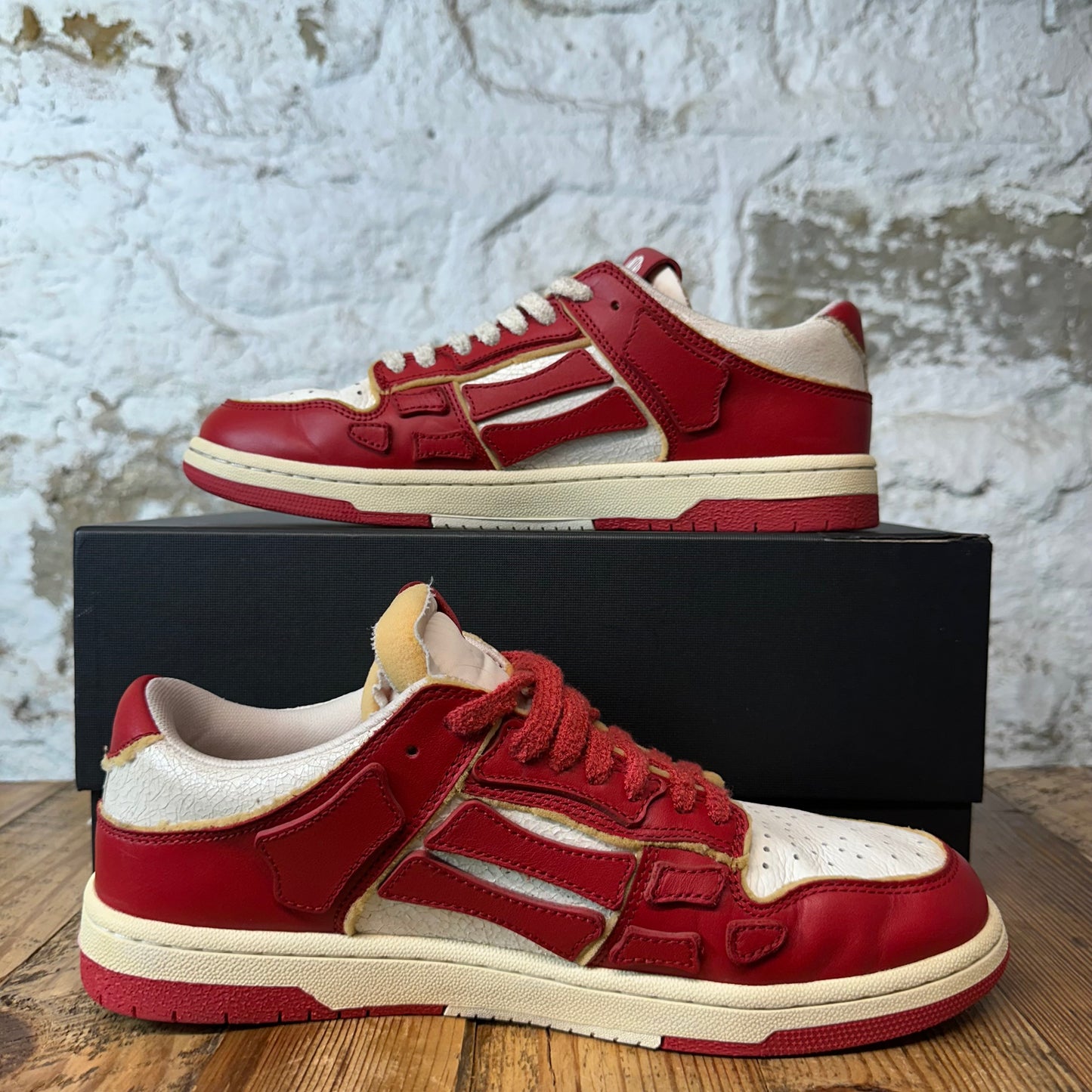 Amiri Red Skeleton White Cream Cracked Sneaker Sz 10 (43)