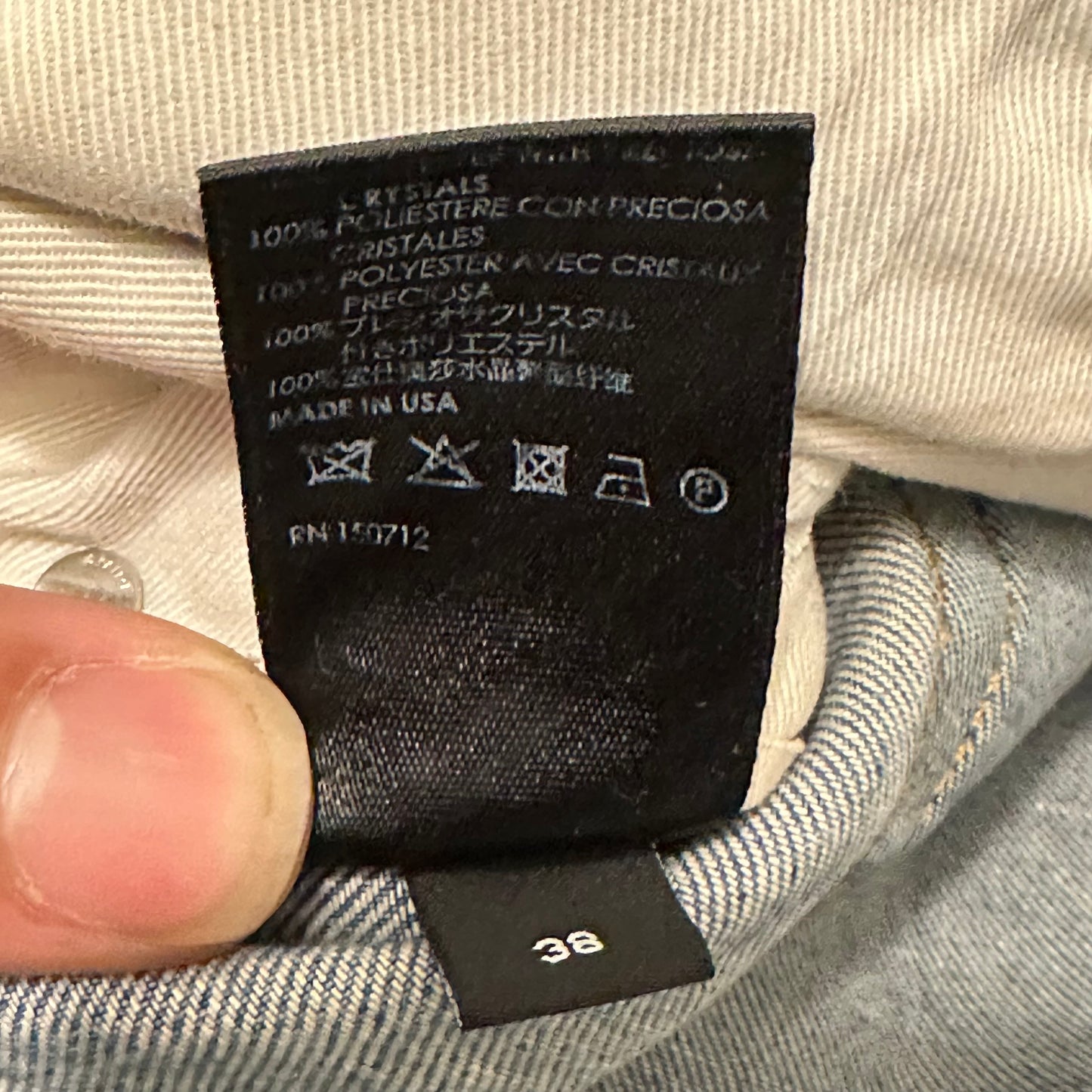 Amiri MX1 Pink Crystal Patch Blue Denim Jeans Sz 38