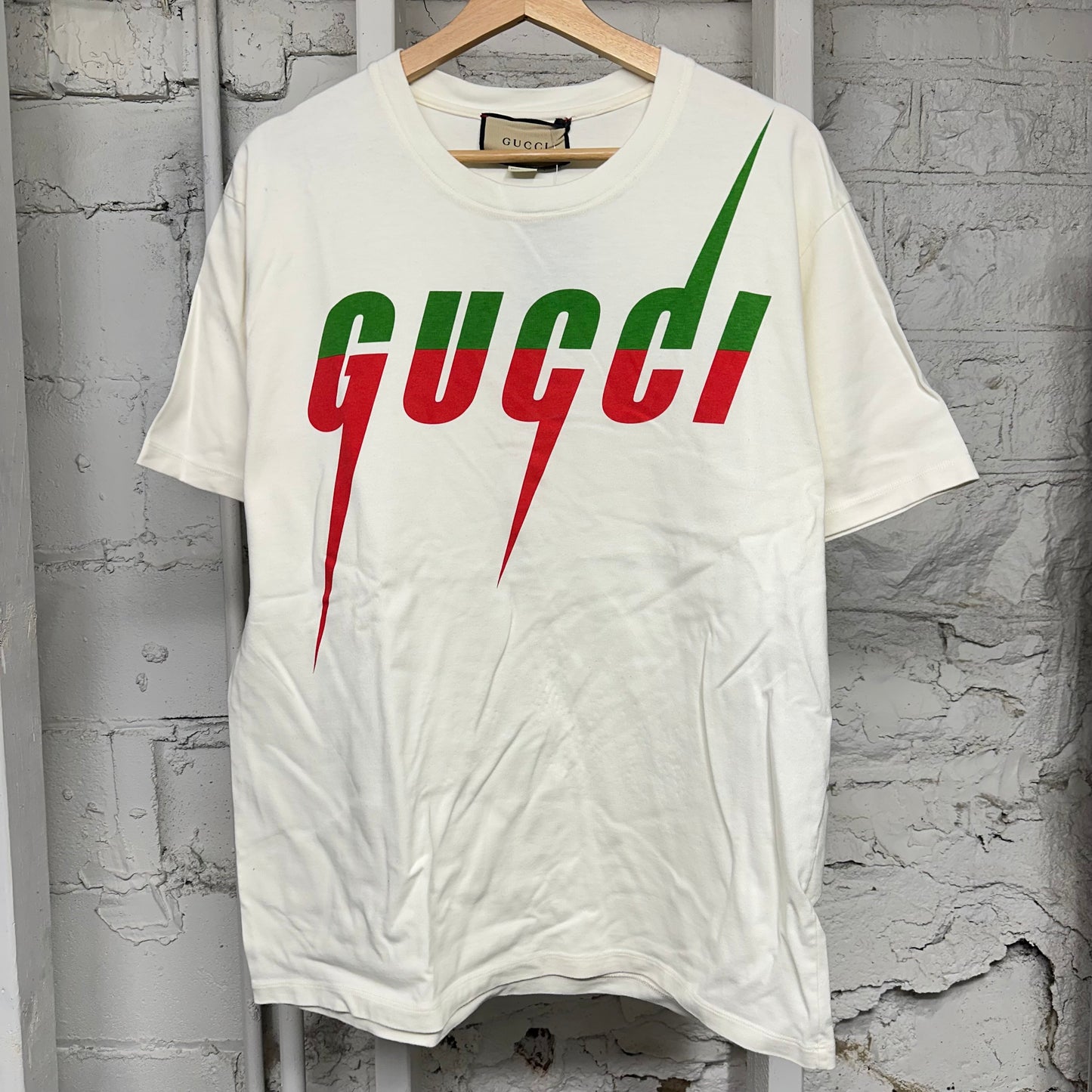 Gucci Flash Logo T-shirt Cream Sz S