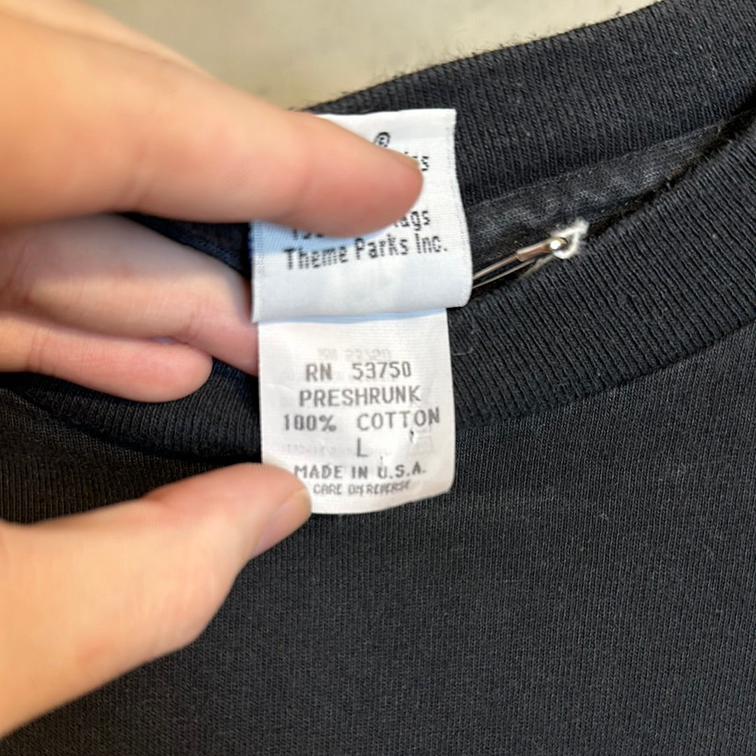 Six Flags Batman Ride Black Tee Sz L