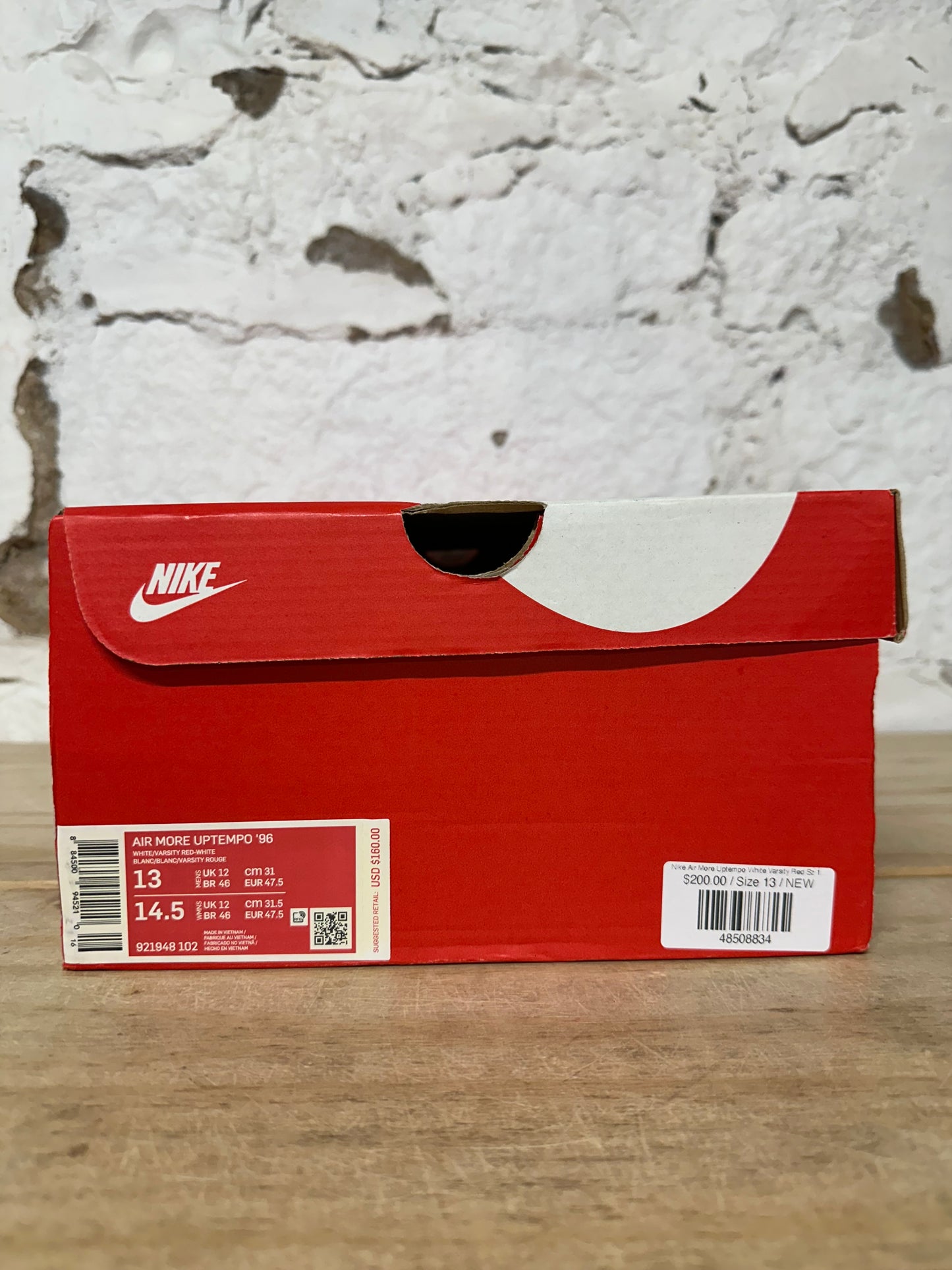 Nike Air More Uptempo White Varsity Red Sz 13 DS