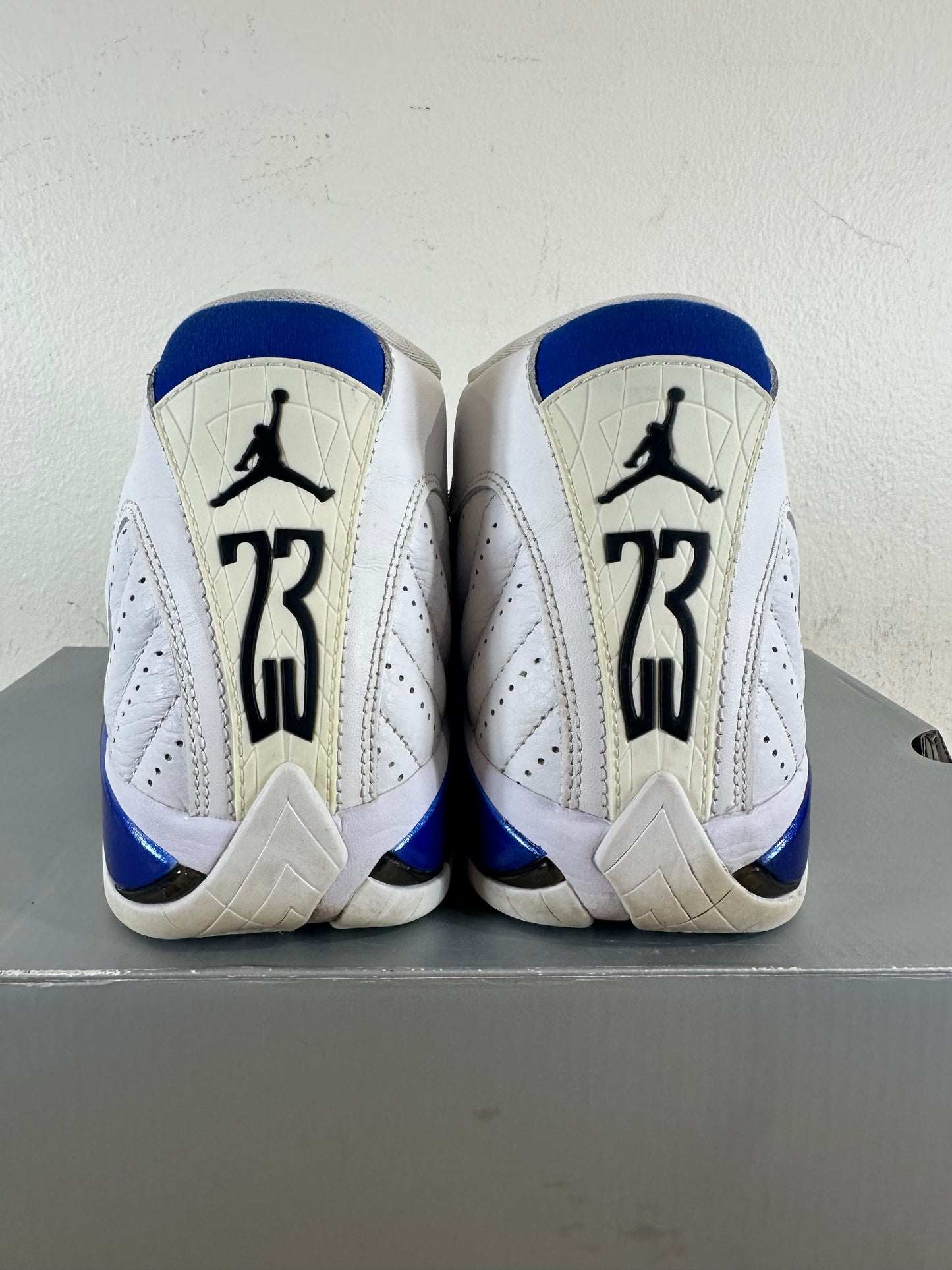 Air Jordan 14 White Hyper Royal Sz 9.5